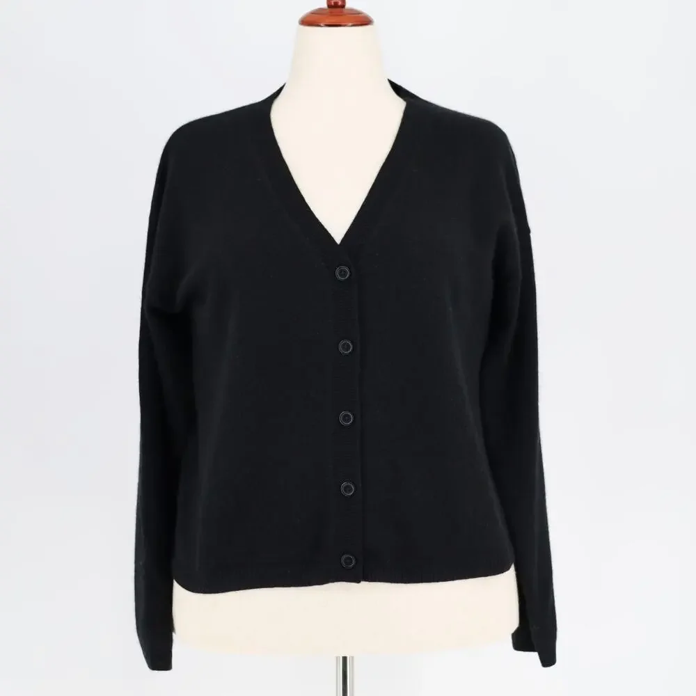 C by Bloomingdale's Women Black Cable Knit Cashmere V Neck Cardigan Size M - Picture 3 of 7